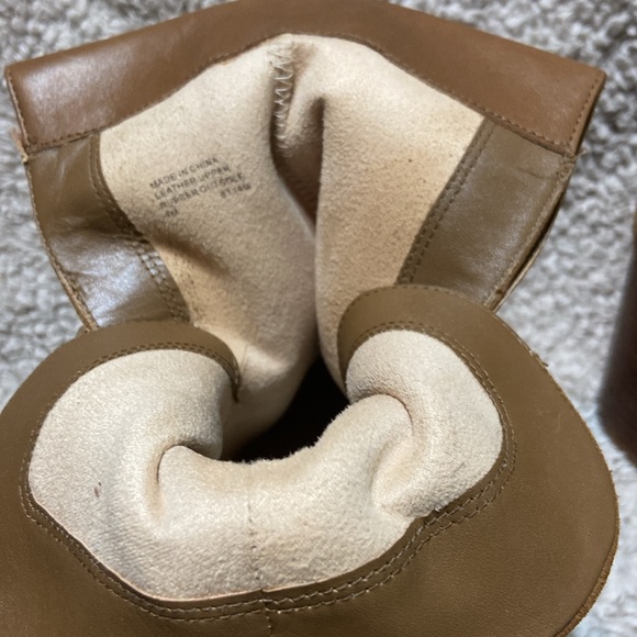 Michael Kors Ankle Boots Suede Tan/Brown w/ankle wrap straps & Gold Metal Studs - Picture 9 of 14